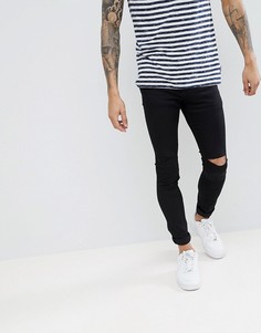 Черные супероблегающие джинсы с рваными коленями Pull&Bear - Черный Pull&;Bear