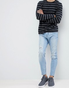 Синие джинсы-морковки с рваной отделкой Pull&Bear - Синий Pull&;Bear