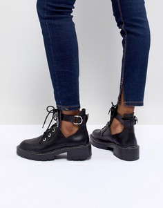 Ботинки на шнуровке с вырезами и массивным каблуком Pull&Bear - Черный Pull&;Bear