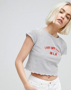 Кроп-топ с логотипом и надписью Lost My Heart In LA Pull&Bear - Мульти Pull&;Bear