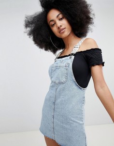 Синий джинсовый сарафан с бретелями в горошек Pull&Bear - Синий Pull&;Bear