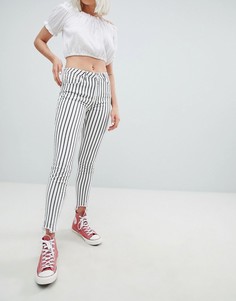 Джинсы скинни в полоску с необработанными краями Pull&Bear - Белый Pull&;Bear