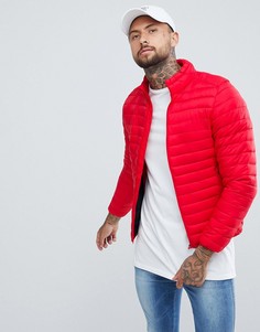 Черная дутая куртка Pull&Bear - Красный Pull&;Bear