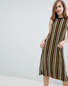 Платье миди в цветную полоску Pull&Bear - Фиолетовый Pull&;Bear
