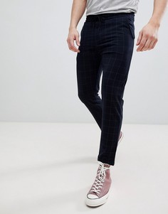 Темно-синие брюки в клетку Pull&Bear Tailored - Темно-синий Pull&;Bear