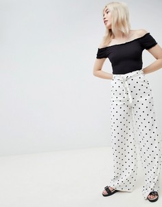 Белые брюки в горошек с поясом Pull&Bear - Белый Pull&;Bear