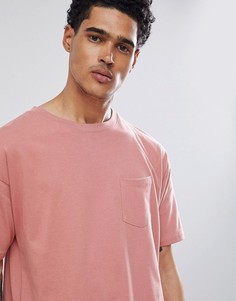 Розовая футболка с карманом Pull&Bear Join Life - Розовый Pull&;Bear