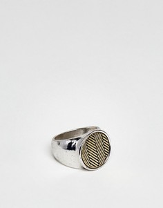 Серебристое кольцо с шевронообразной отделкой Icon Brand - Серебряный