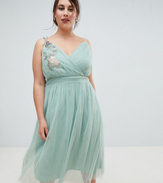 Платье миди с цветочной аппликацией Little Mistress Plus - Зеленый