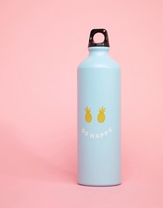 Металлическая бутылка для воды с надписью So Happy Typo - Мульти