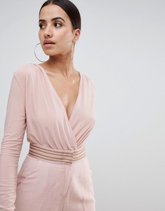 Боди с запахом PrettyLittleThing - Розовый