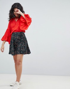 Короткая расклешенная юбка с принтом Weekday - Мульти