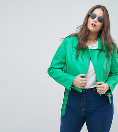 Полиуретановая байкерская куртка ASOS DESIGN Curve Ultimate - Зеленый