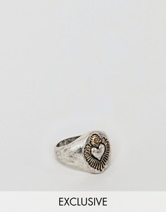 Серебристое кольцо печатка Reclaimed Vintage Inspired эксклюзивно для ASOS - Серебряный