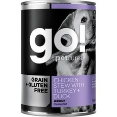 Консервы GO! Dog Grain+Gluten Free Chicken Stew with Turkey+Duck беззерновые с тушеной курицей, индейкой и мясом утки для собак 400г (48513)