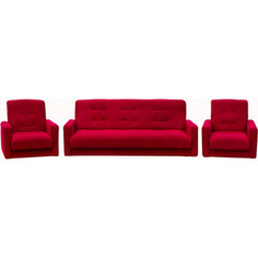 Комплект Экомебель Астра бордовая (диван + 2 кресла)