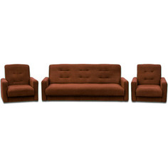 Комплект Экомебель Астра коричневая (диван + 2 кресла)