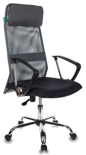 Кресло руководителя Бюрократ KB-6SL/DG/TW-12 серый TW-04 TW-12 сетка крестовина хром