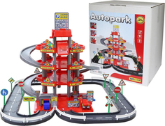 Игровой набор Wader Паркинг 4-уровневый с дорогой и автомобилями (красный)