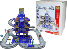 Игровой набор Wader Паркинг 4-уровневый с дорогой и автомобилями (синий)