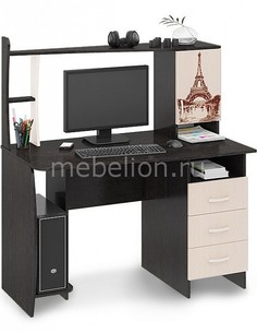 Стол компьютерный Студент-Класс (М) венге цаво/дуб молочный с рисунком Мебель Трия