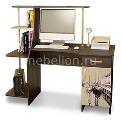 Стол компьютерный Студент-Стиль (М) венге цаво/дуб молочный с рисунком Мебель Трия