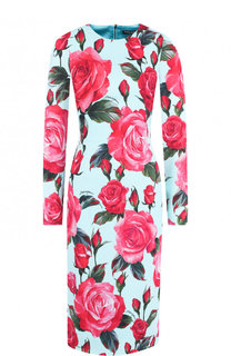 Приталенное платье с круглым вырезом и принтом Dolce & Gabbana