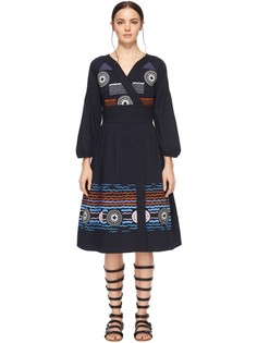 Платье-миди с длинным рукавом и декором Peter Pilotto
