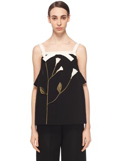 Топ с открытыми плечами и аппликацией в виде цветов J.Kim