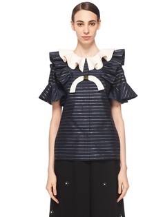 Топ с принтом в полоску и декором в виде воланов J.Kim