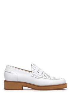 Кожаные лоферы с перфорированными деталями Jil Sander Navy