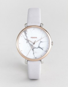 Часы с кожаным ремешком и мраморным принтом на циферблате Fossil ES4377 Jacqueline - Серый
