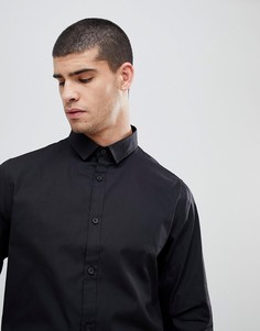 Однотонная поплиновая рубашка узкого кроя Process Black - Черный