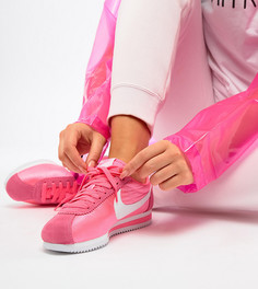 Розовые замшевые кроссовки с логотипом-галочкой Nike Cortez - Розовый