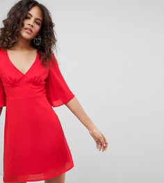 Платье мини с оборками на рукавах Fashion Union Tall - Красный