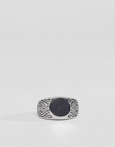 Серебристое кольцо-печатка с гравировкой Aetherston - Серебряный