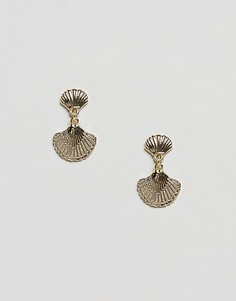 Серьги-подвески с ракушкой DesignB London - Золотой