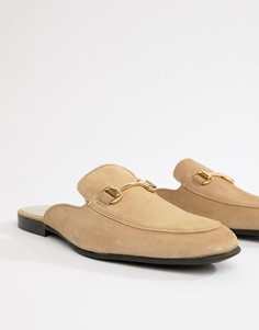 River Island Suede Backless Loafer In Stone - Светло-бежевый