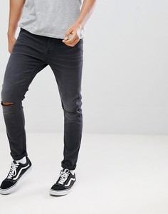 Серые джинсы скинни с рваной отделкой Only & Sons - Серый