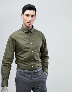 Однотонная поплиновая рубашка узкого кроя Process Black - Зеленый