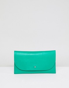 Кожаный кошелек с клапаном и заклепками ASOS DESIGN - Зеленый