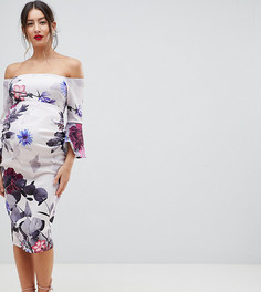 Облегающее платье-бандо миди с цветочным принтом и оборками True Violet Maternity - Мульти