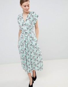 Платье миди с широкими рукавами Closet London - Мульти