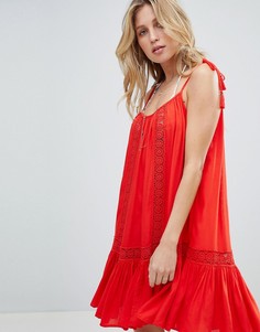 Accessorize Lace Insert Strappy Beach Dress - Красный
