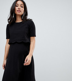 Платье с короткими рукавами и фигурной отделкой ASOS DESIGN Maternity - Черный