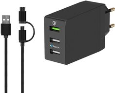 Сетевое зарядное устройство DF Tor-06, USB, USB type-C, 3A, черный