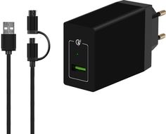 Сетевое зарядное устройство DF Tor-02, USB, USB type-C, 3A, черный