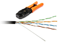 Сетевой кабель ATcom UTP cat.5e PVC+PVE 305m АТ6414 (2шт) + Клещи обжимные ATcom 2008R (RJ45, RJ11) AT3787