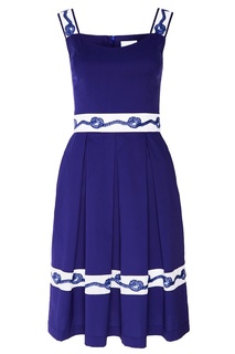 Синее платье с контрастной отделкой The Dress