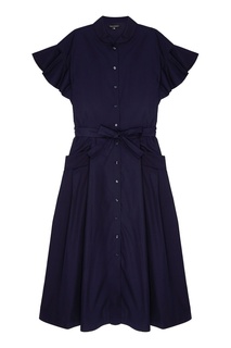 Синее хлопковое платье-рубашка Tara Jarmon